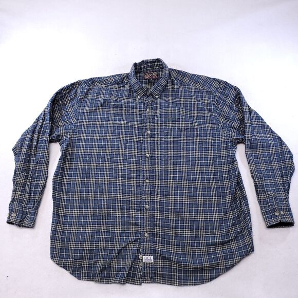 Quality Clothing Tartan Flannel Button Up Shirt Mens Size Extra Large XL Blue - Picture 2 of 10